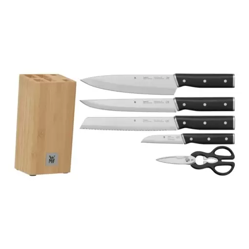 Набор ножей с блоком Sequence WMF 6 предметов древесный/металлик/чёрный